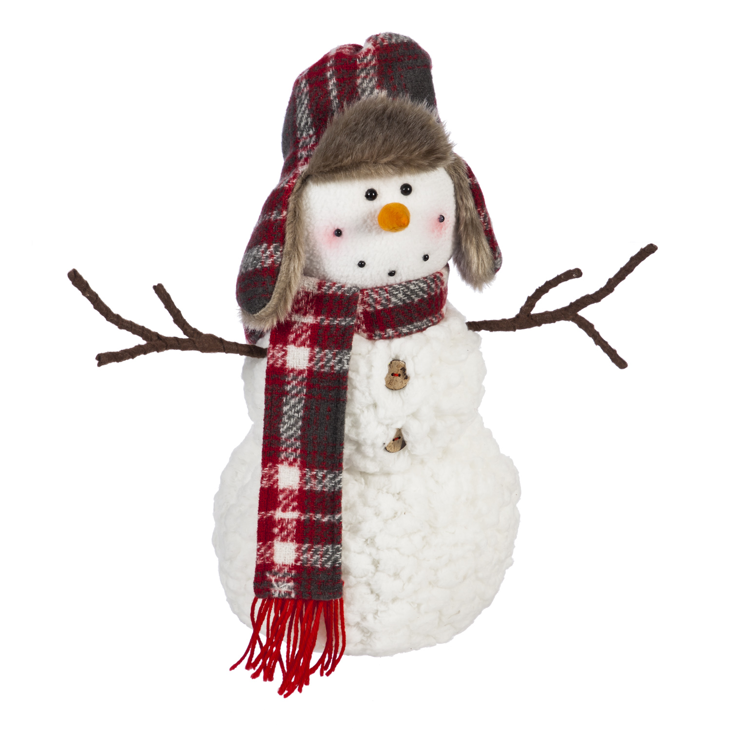 Fabric Snowman With Hat And Scarf